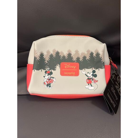 Disney Christmas Loungefly Mickey and Minnie farm tree make up bag - Picture 1 of 3
